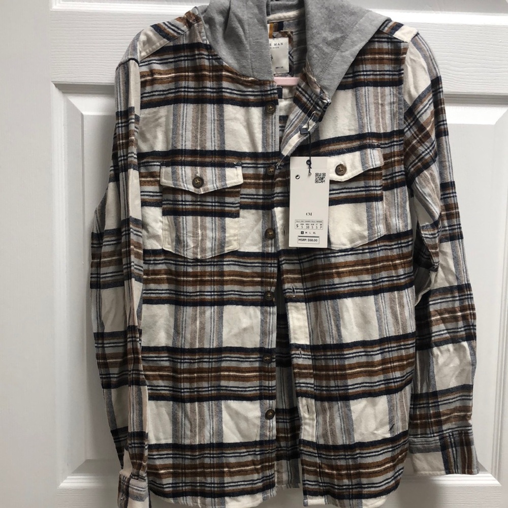 Cactus Man ricky Singh button down long sleeve hooded shirt NWT size S